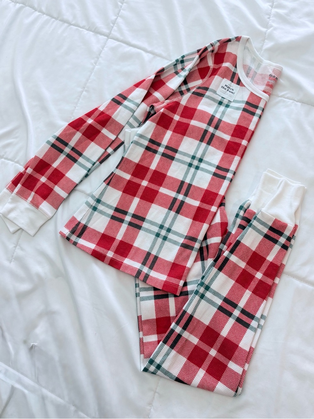 NEW Old Navy Women’s  Red Plaid Thermal Pajama Set - Long Sleeve & Pants- size M